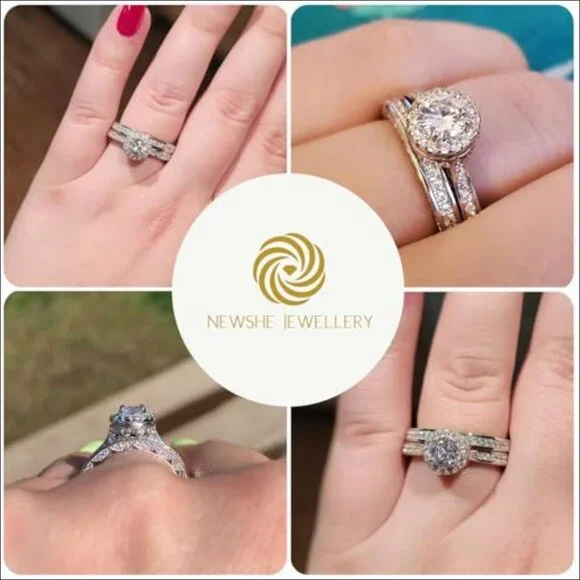 Sterling Silver and Tungsten Carbide Wedding Rings Set with Cubic Zirconia